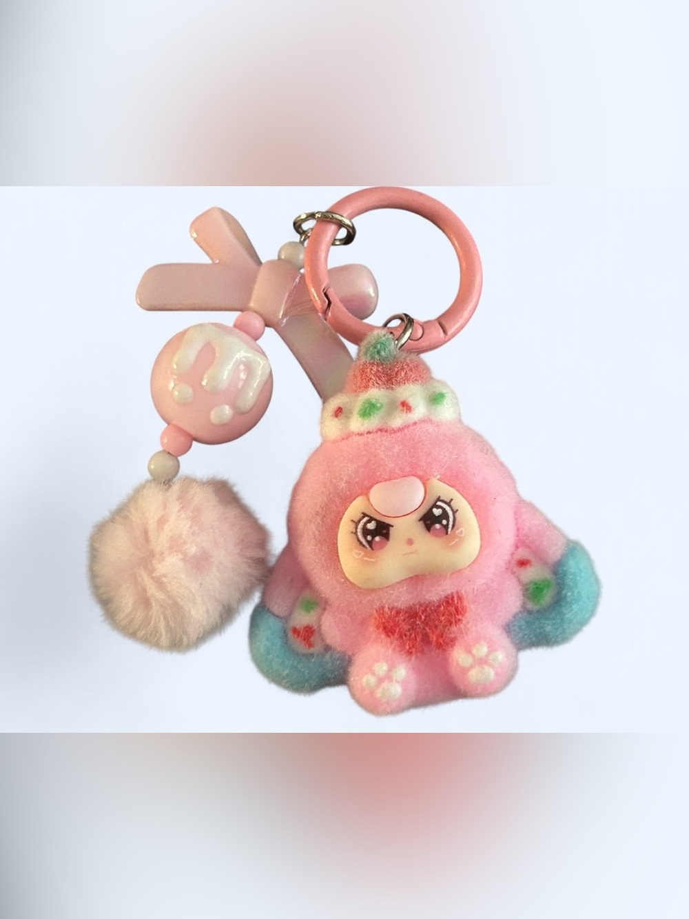 kawaii plush bear keychains with pom pom + bow details - Picture 4 of 4